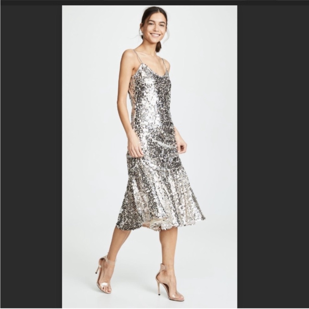 Veronica Beard Metallic Sequin Midi Slip Dress
